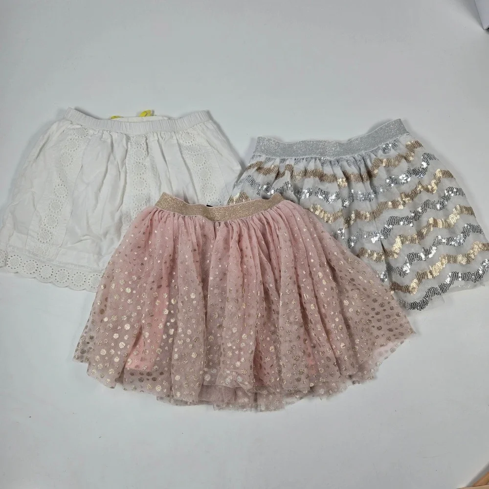 Cat & Jack Genuine Kids Zunie Skirts 4T XS Multi Sequin Tulle Eyelet Lot Bundle